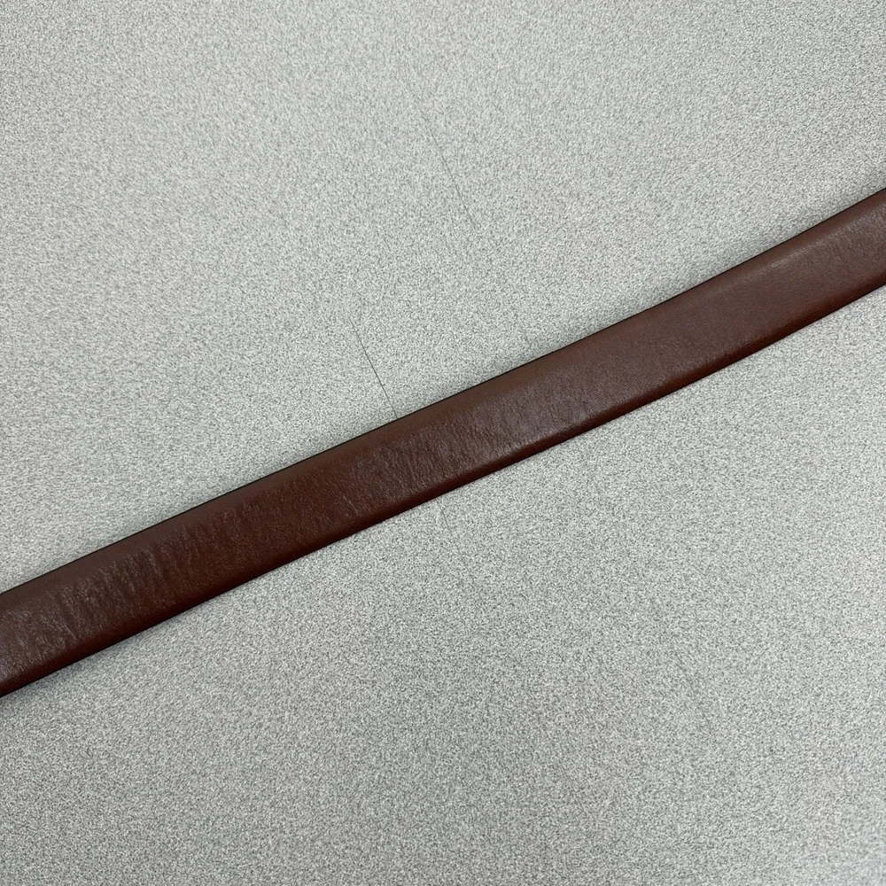 Polo Ralph Lauren Belt Mens 34 Brown Leather Silver Tone Buckle Dress Casual
